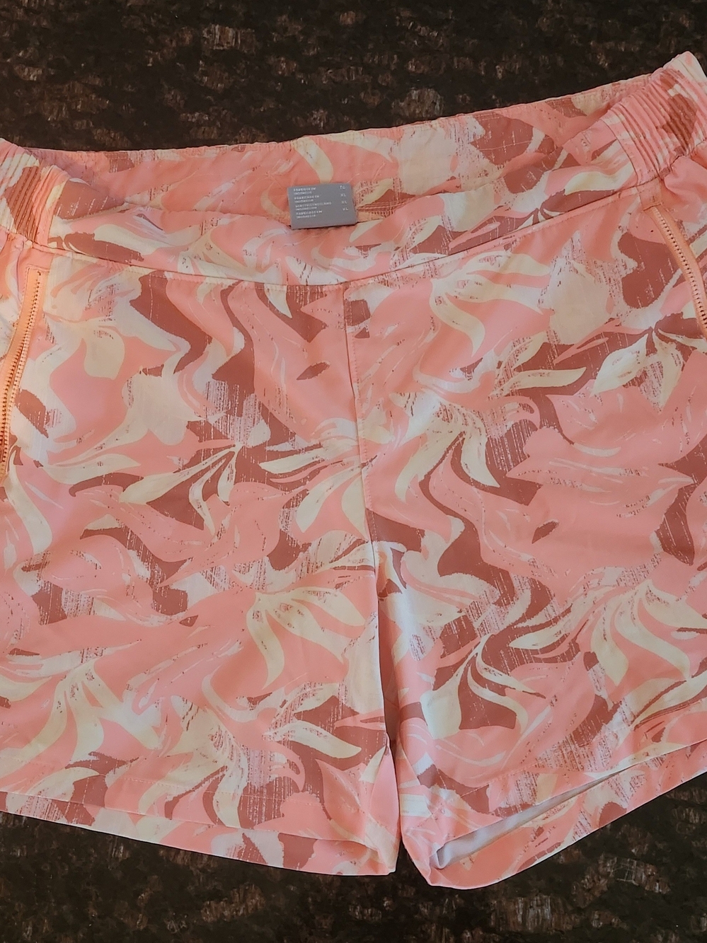 Women’s Coral Swirl Athletic Shorts with Elastic Waist SZ XL